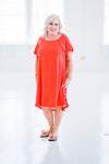 Charming Floral Dress In Coral
