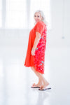 Charming Floral Dress In Coral