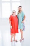 Charming Floral Dress In Coral