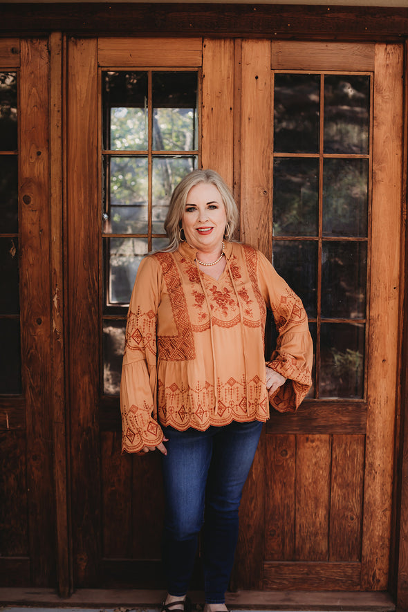 Stay & Chat Embroidered Top