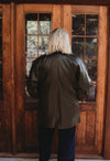 Faux Leather Billowy Sleeve Jacket