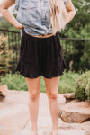 Ruffle Hem Shorts in Black