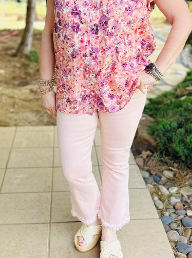 Jodie Fringe Jeans in Blush