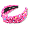 Brianna Cannon Pink Velvet Headband w/ Colorful Hearts