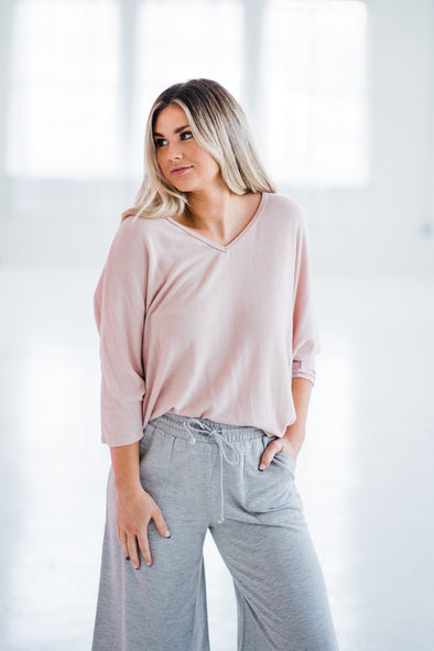 Mauve Dolman Sleeve Sweater