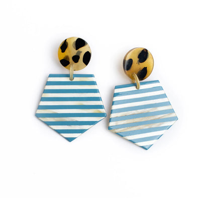 Large Striped Anchor Earrings