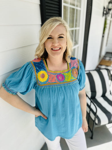 Sister Mary Reyna Turquoise Top